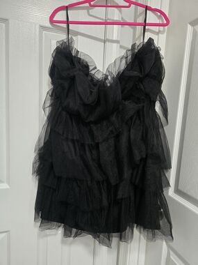 SHEIN Plus Size Black Tiered Tulle Dress - Curve 3XL
